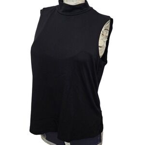 Vintage Notations Black Sleeveless Mock Neck Top M Made in USA 90s Y2K‎ Tunic